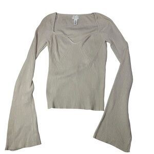 H&M‎ Beige Ribbed Knit Bustier Style Top – Size L